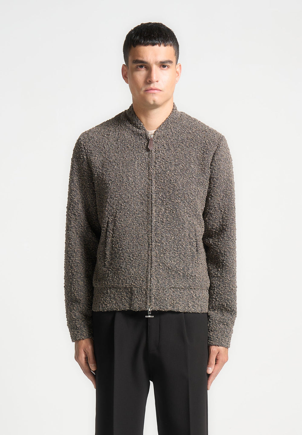 boucle-zip-through-bomber-jacket-brown