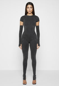 Cap Sleeve Contour Jumpsuit - Washed Grey