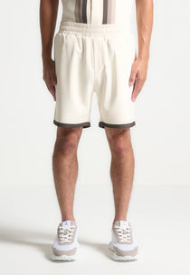 Raoul - Contrast Border Shorts - Cream/Brown