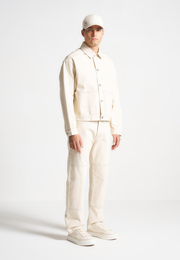 Contrast Stitch Carpenter Jean - Cream