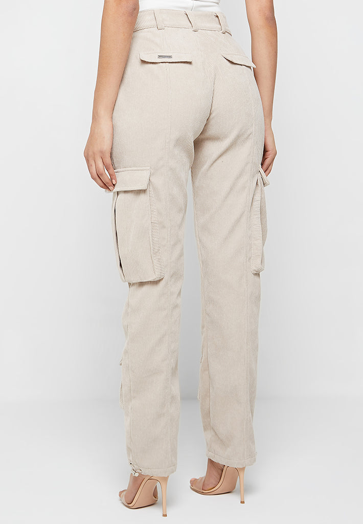 Women's Cargo Pants with Frosted Chain - Beige - US 10 - Manière de Voir