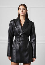 double-breasted-vegan-leather-blazer-dress-black