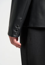 Didier - Double Breasted Leather Suit Jacket - Black