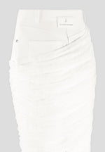 Draped Mesh Denim Maxi Skirt - Off White