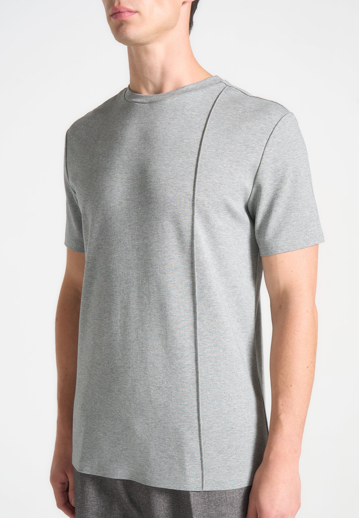 Éternel Regular Fit Cotton T-Shirt with Pintuck - Grey