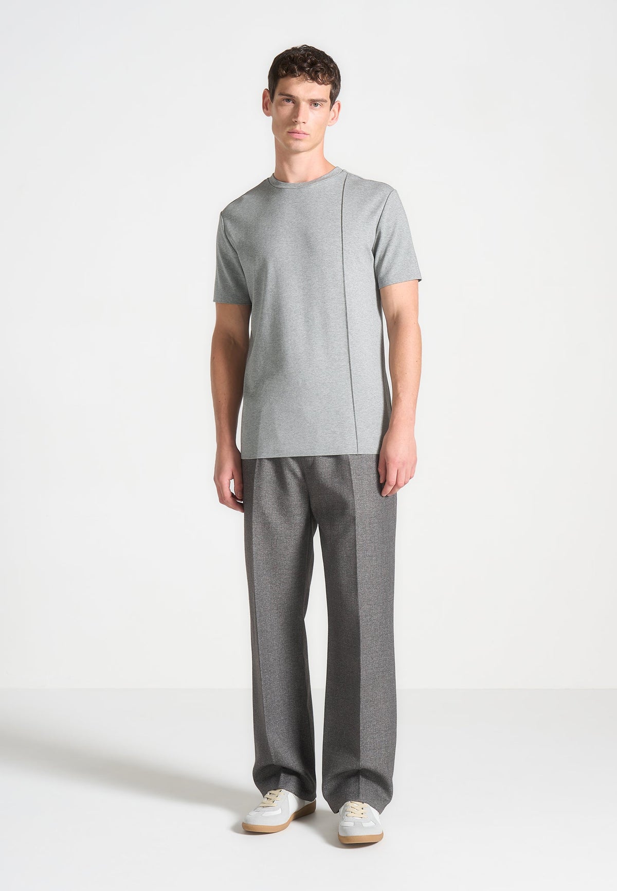 TS002 - Regular Fit Cotton T-Shirt with Pintuck - Grey