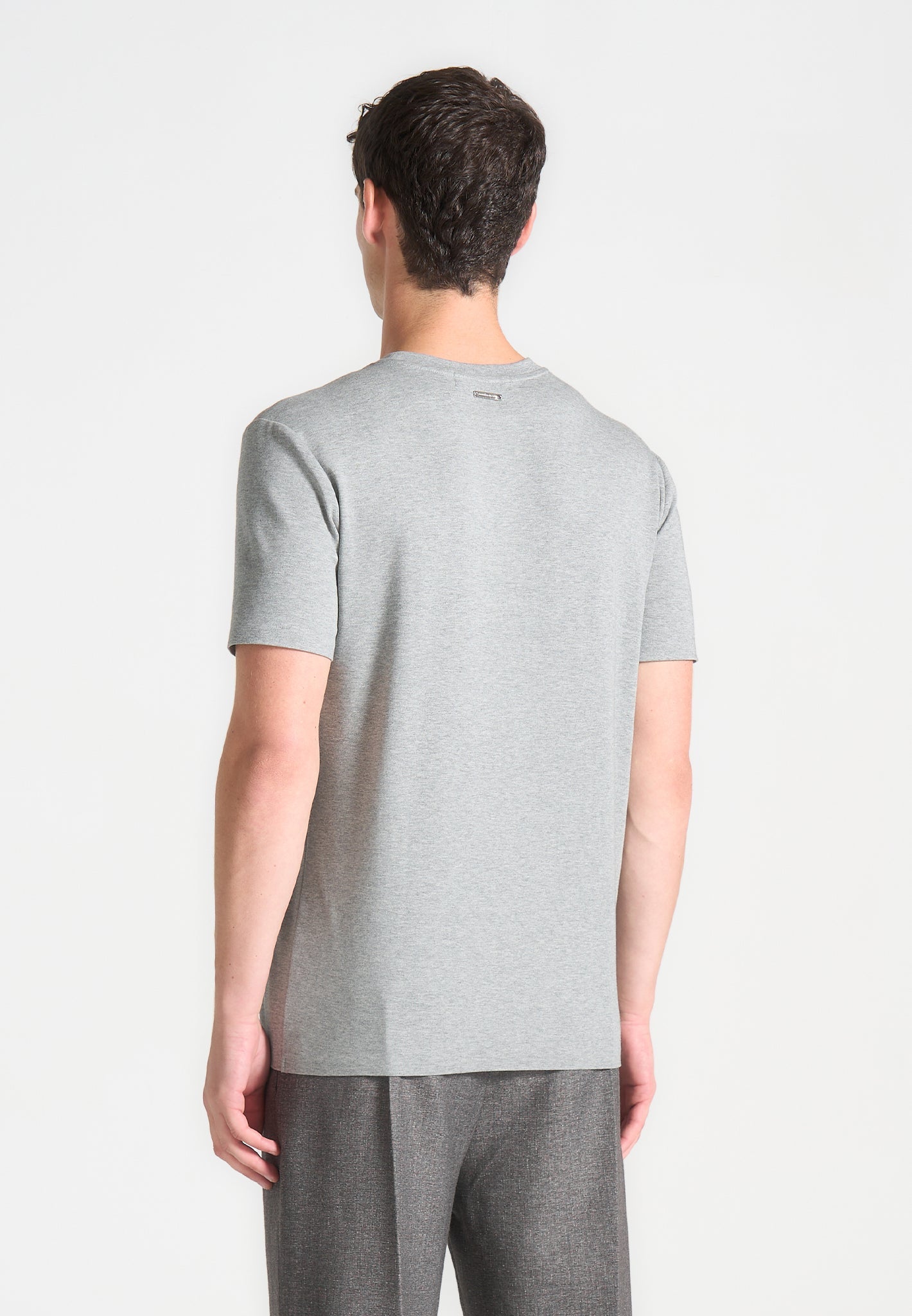 Éternel Regular Fit Cotton T-Shirt with Pintuck - Grey