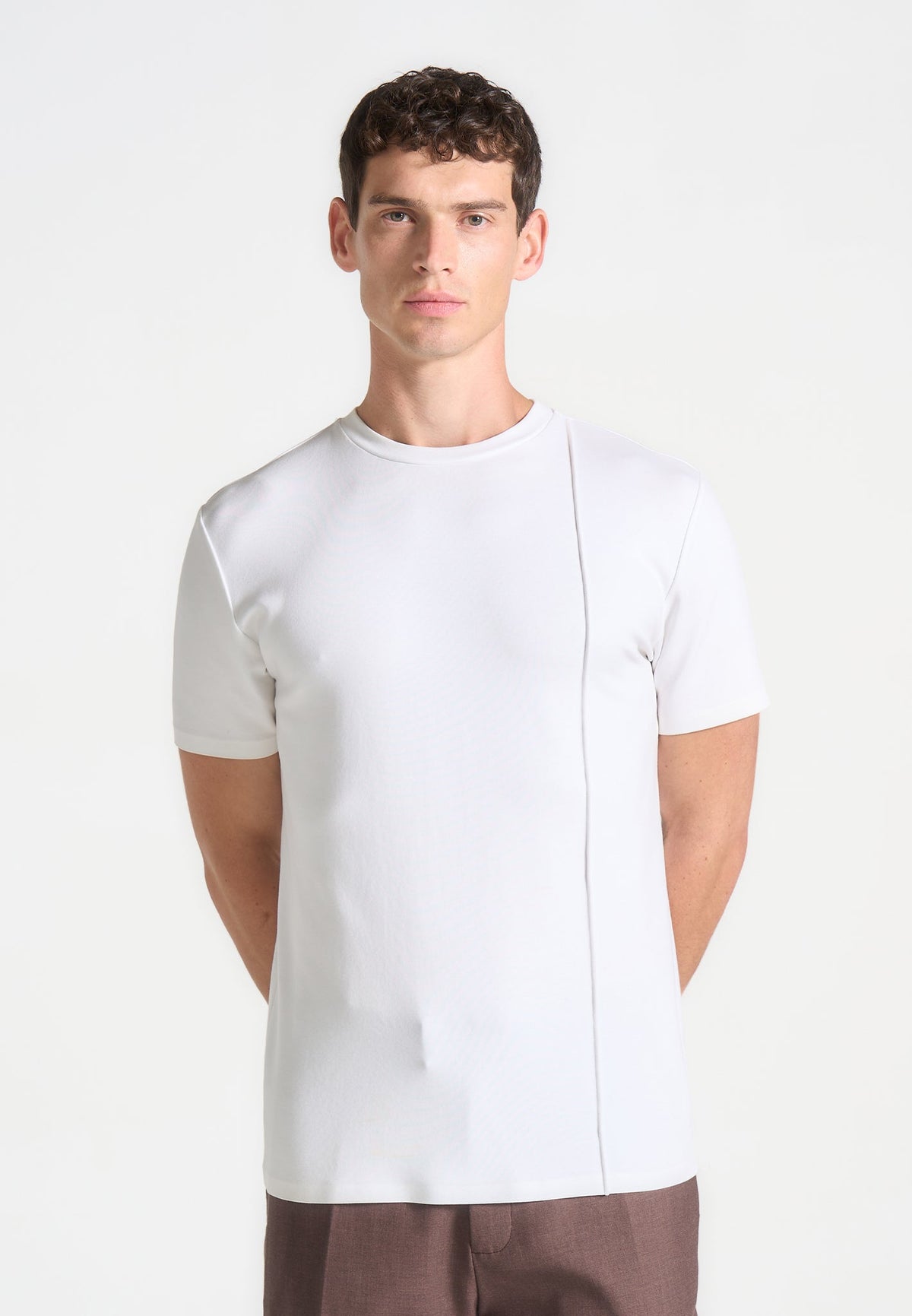 T⁠S002 - Regular Fit Cotton T-Shirt with Pintuck - White
