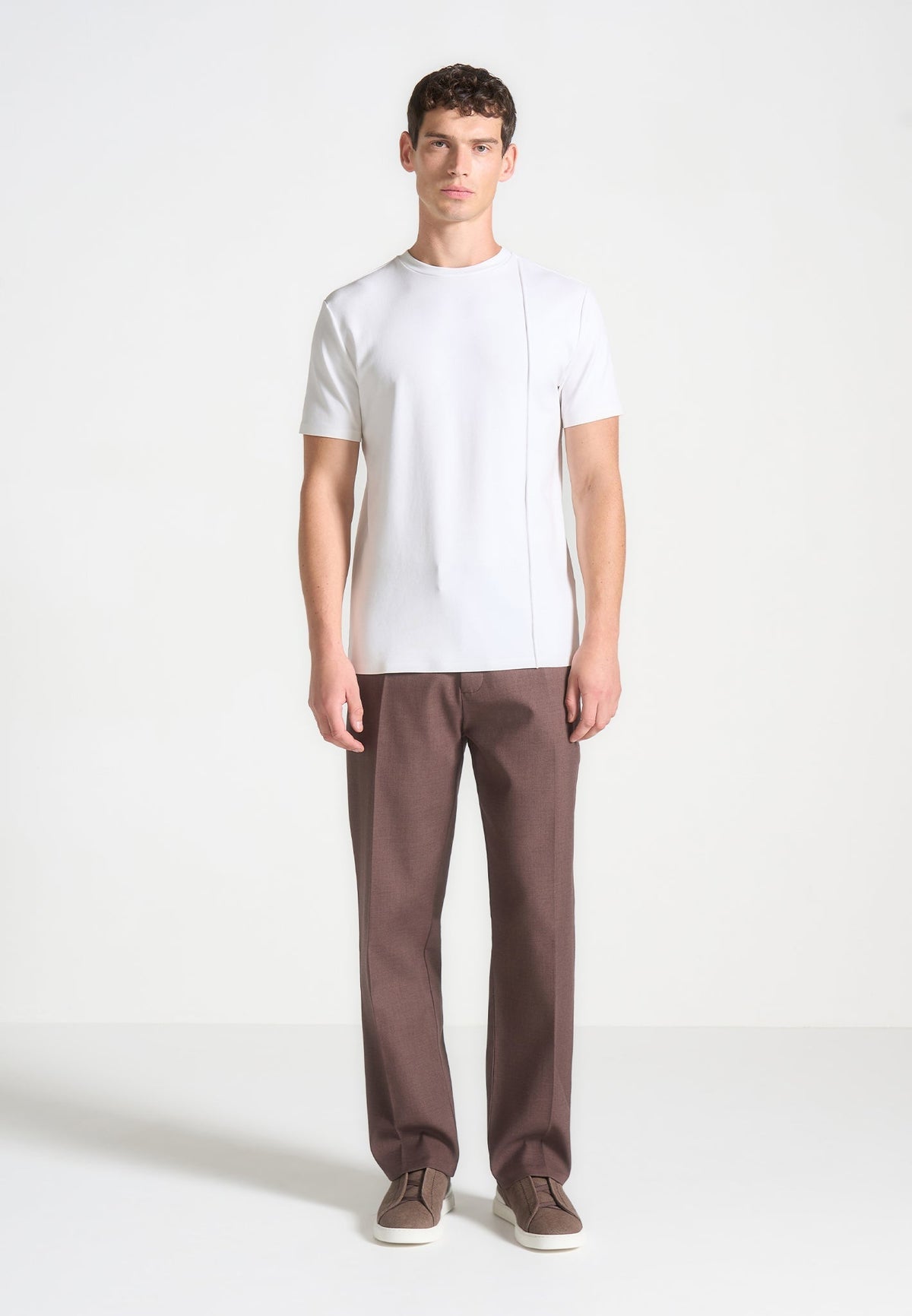 T⁠S002 - Regular Fit Cotton T-Shirt with Pintuck - White