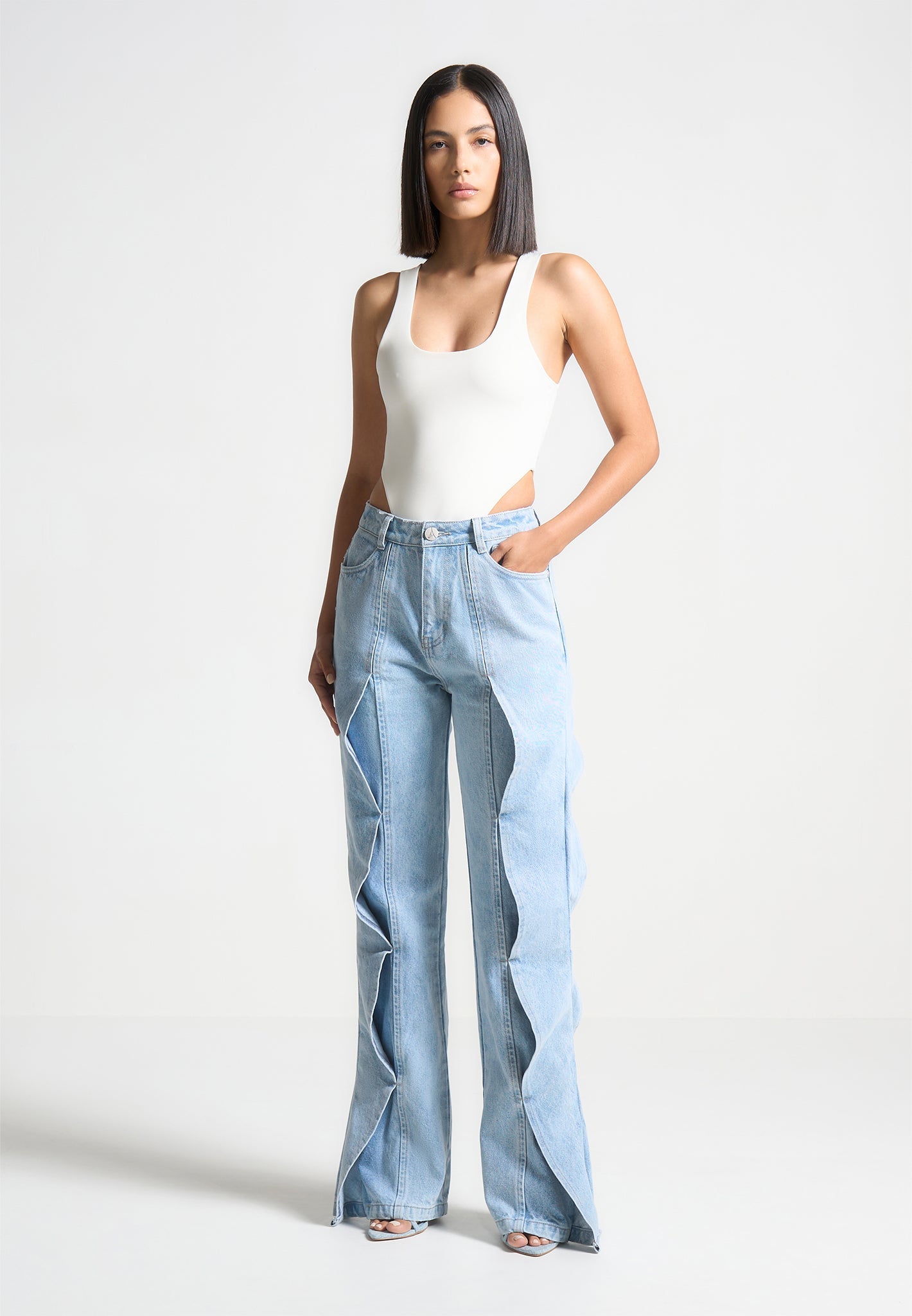 Manon - Double Layer High Leg Bodysuit - Off White