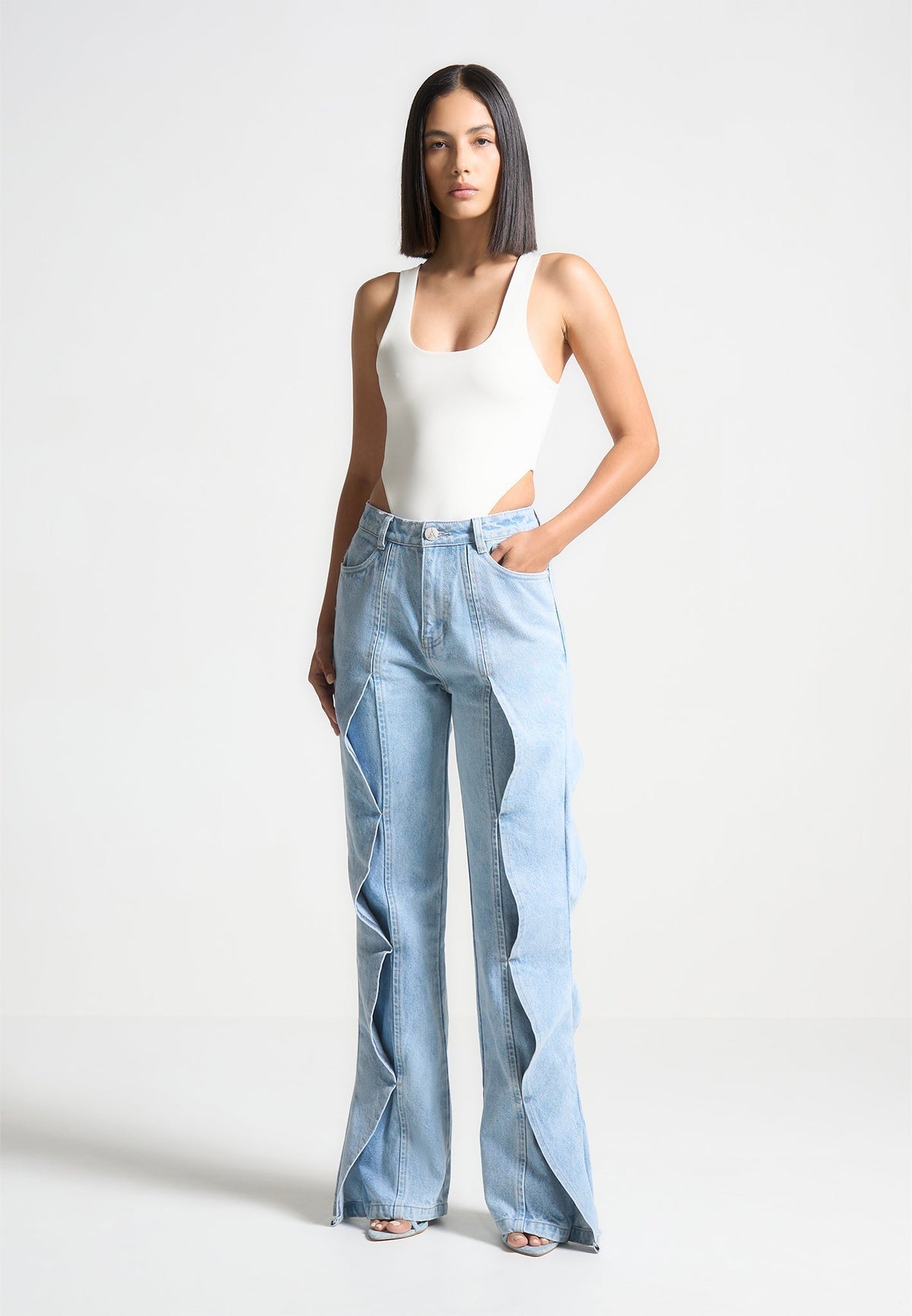 Manon - Double Layer High Leg Bodysuit - Off White