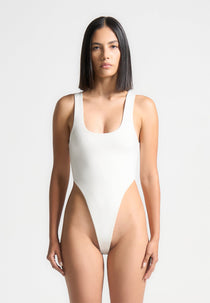 Manon - Double Layer High Leg Bodysuit - Off White