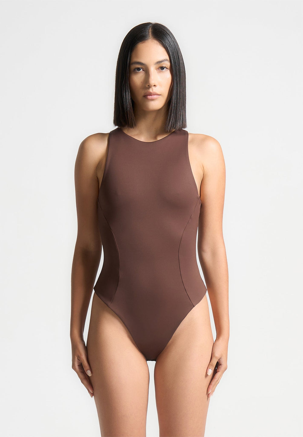 eternelle-double-layer-racer-neck-bodysuit-brown