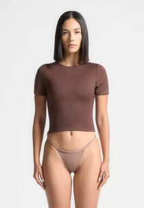 Léna - Double Layer Short Sleeve T-Shirt - Brown