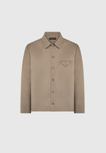 Leo - Hatched Tailored Long Sleeve Overshirt - Khaki