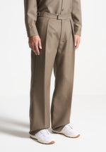Dorian - Pleated Tailored Pants - Khaki