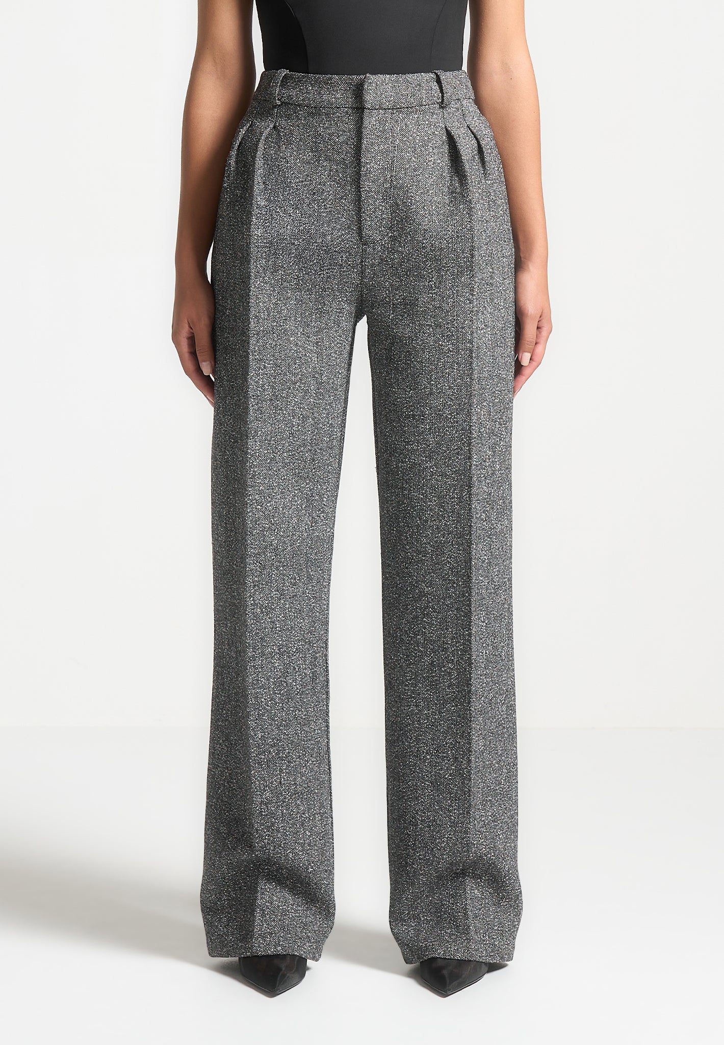 herringbone-twin-pleat-tailored-trousers-grey