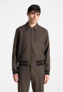 Houndstooth Wool-Blend Jacket - Brown