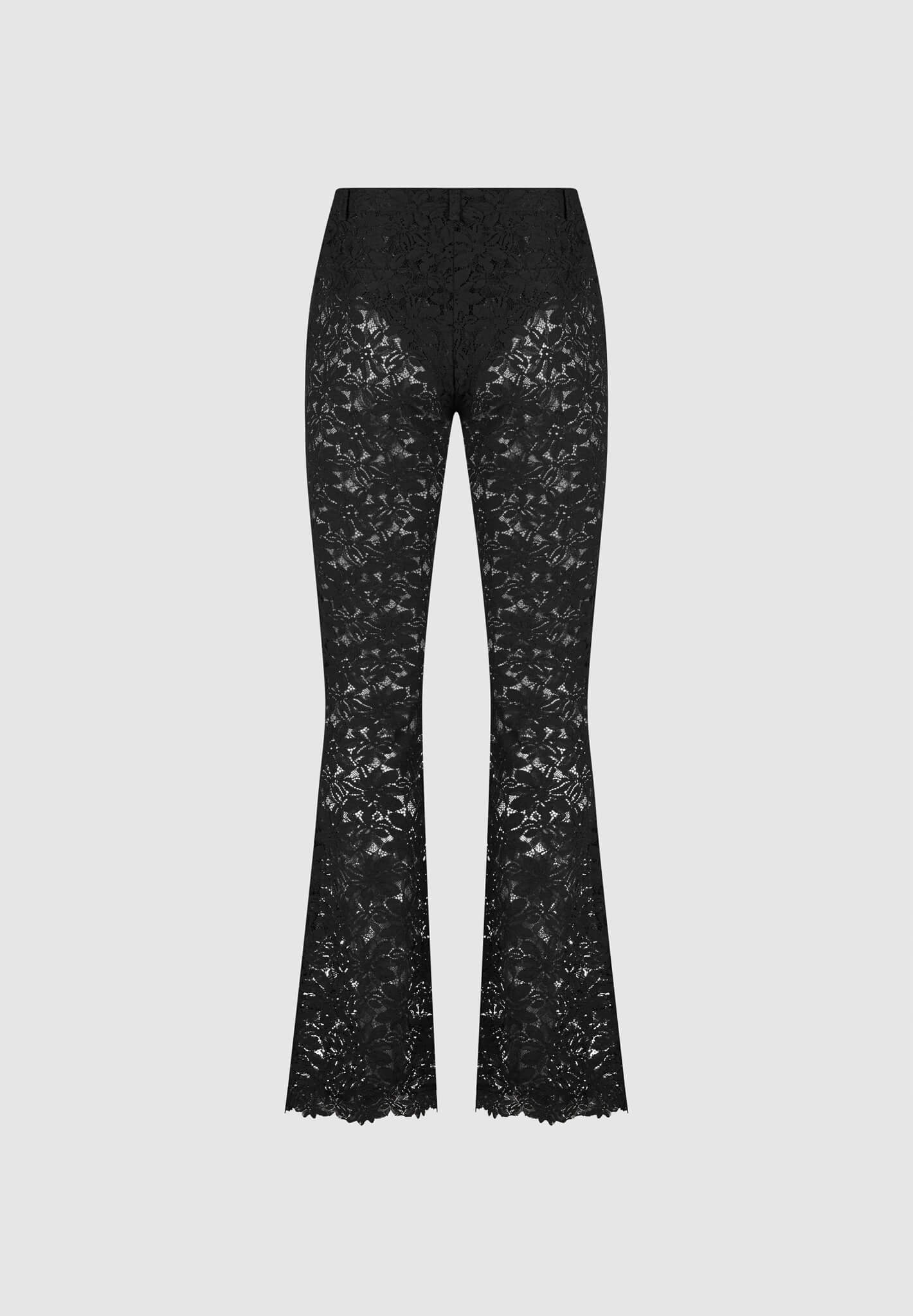 Lace Fit and Flare Pants - Black