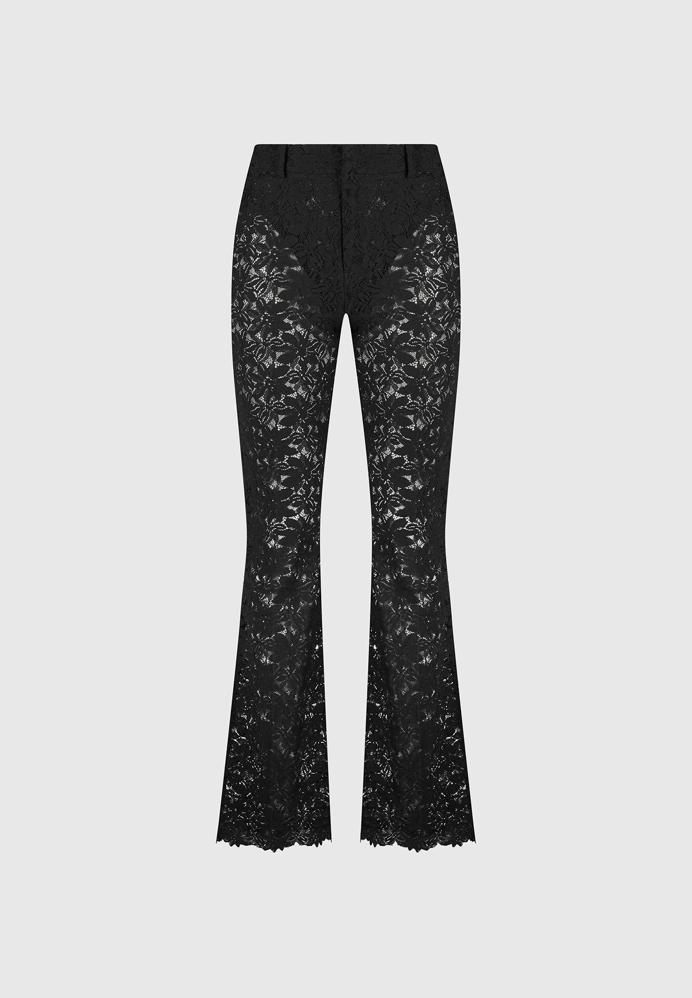 Lace Fit and Flare Pants - Black