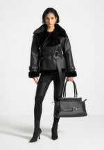 leather-and-plush-wrap-belted-jacket-black