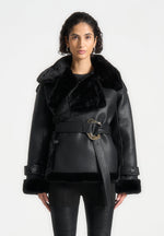 leather-and-plush-wrap-belted-jacket-black