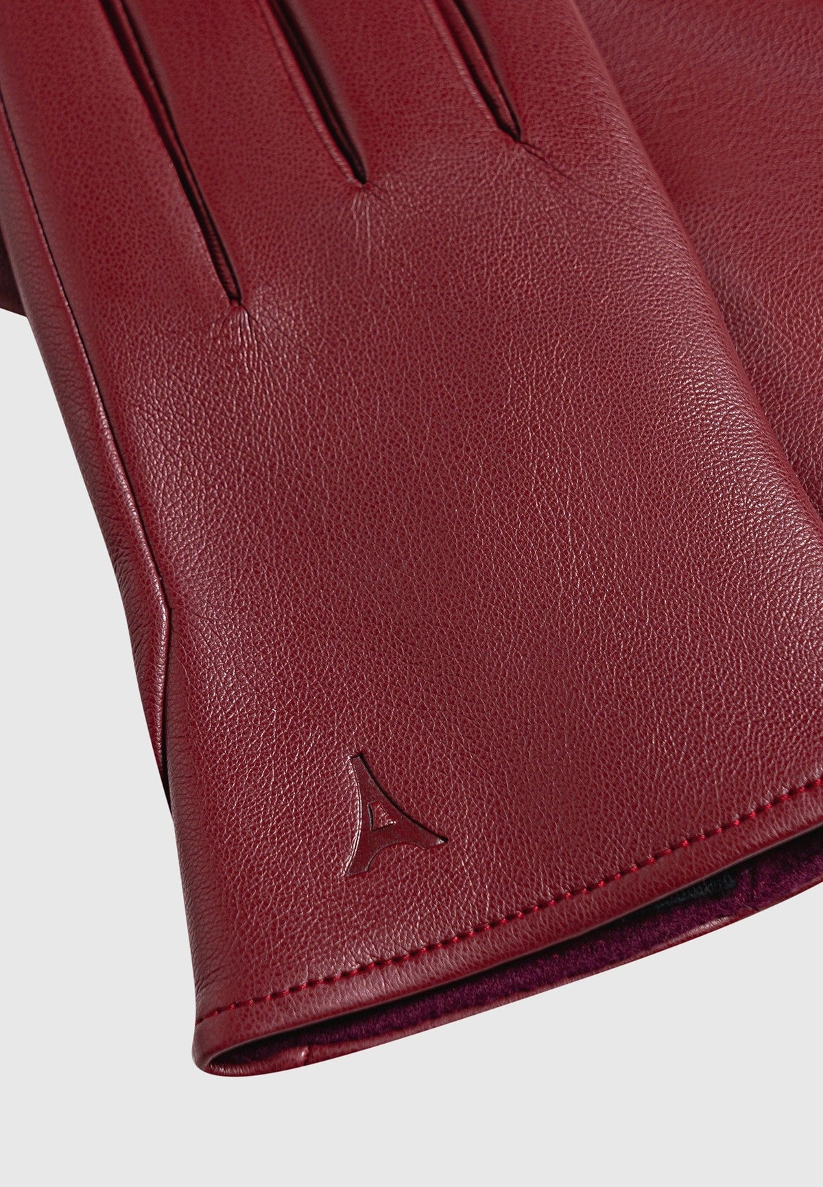 Azel - Leather Short Gloves - Wine Red