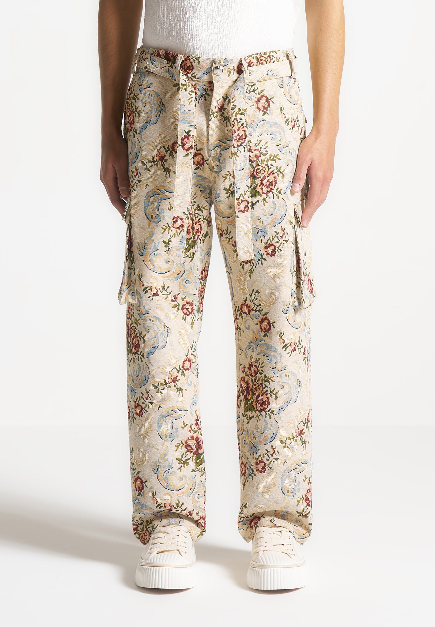 limited-edition-jacquard-cargo-trousers-beige