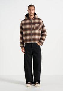 Kaïs - Reversible Canvas & Brushed Check Wool-Blend Jacket - Brown / Black