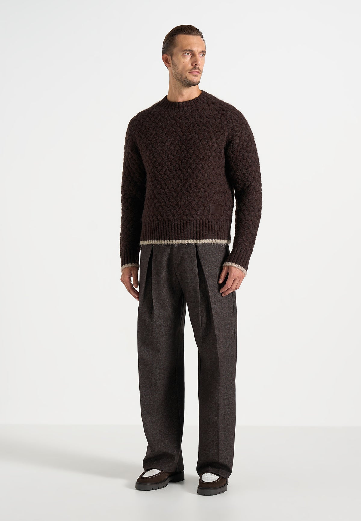 Soren - Waffle Knit Jumper - Brown