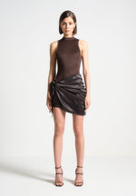 neoprene-satin-wrap-bodycon-dress-brown