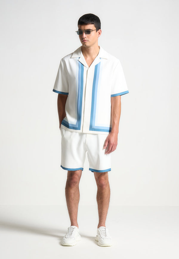 Nathan - Ombré Border Revere Shirt - White/Blue