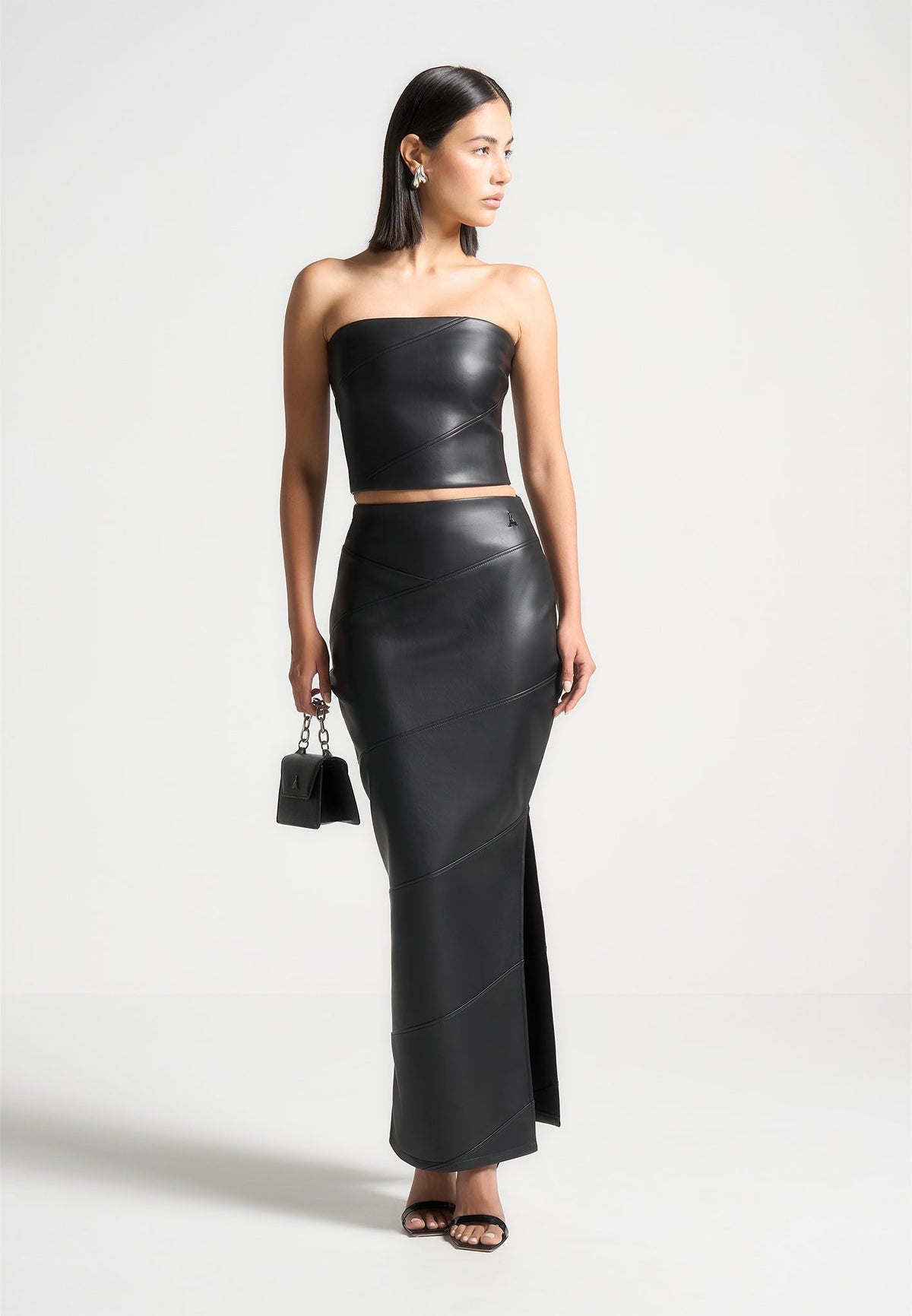 Daisy - Leather Midaxi Skirt - Black