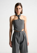 pinstripe-tie-knot-halter-top-grey