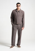 relaxed-fit-herringbone-pleated-tailored-trousers-brown