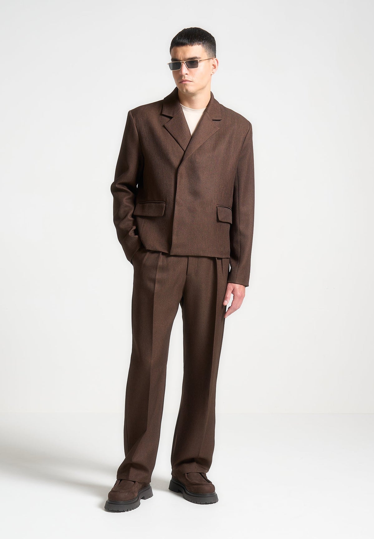 P⁠ierre - Relaxed Fit Pleated Tailored Trousers - Brown