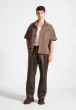 Serge - Relaxed Fit Leather Pleated Pants - Brown