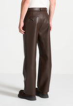Serge - Relaxed Fit Leather Pleated Pants - Brown