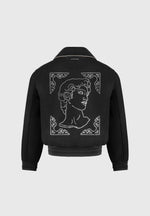 Rhinestone Wool Blend Varsity Jacket - Black