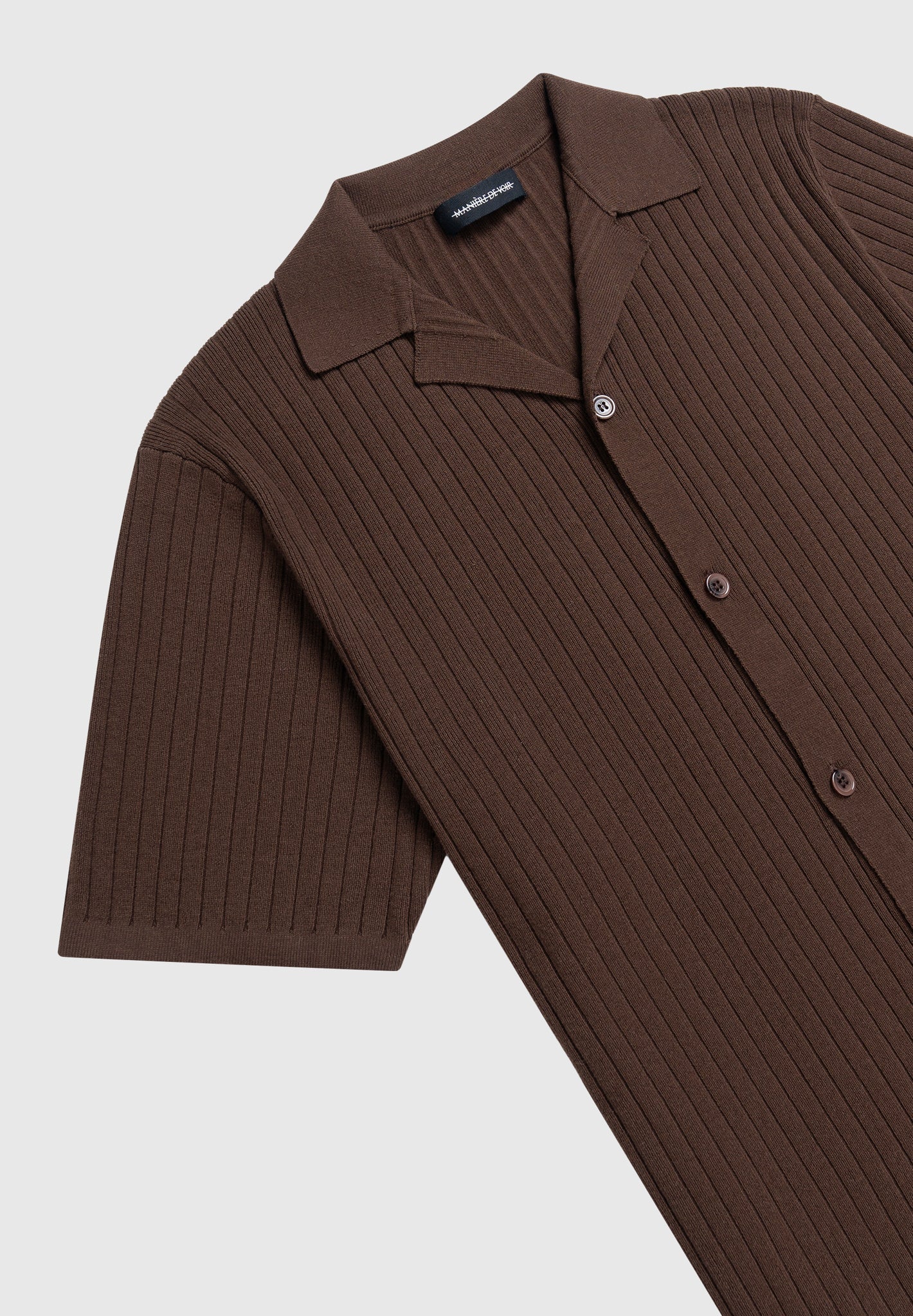 ribbed-knit-revere-shirt-brown