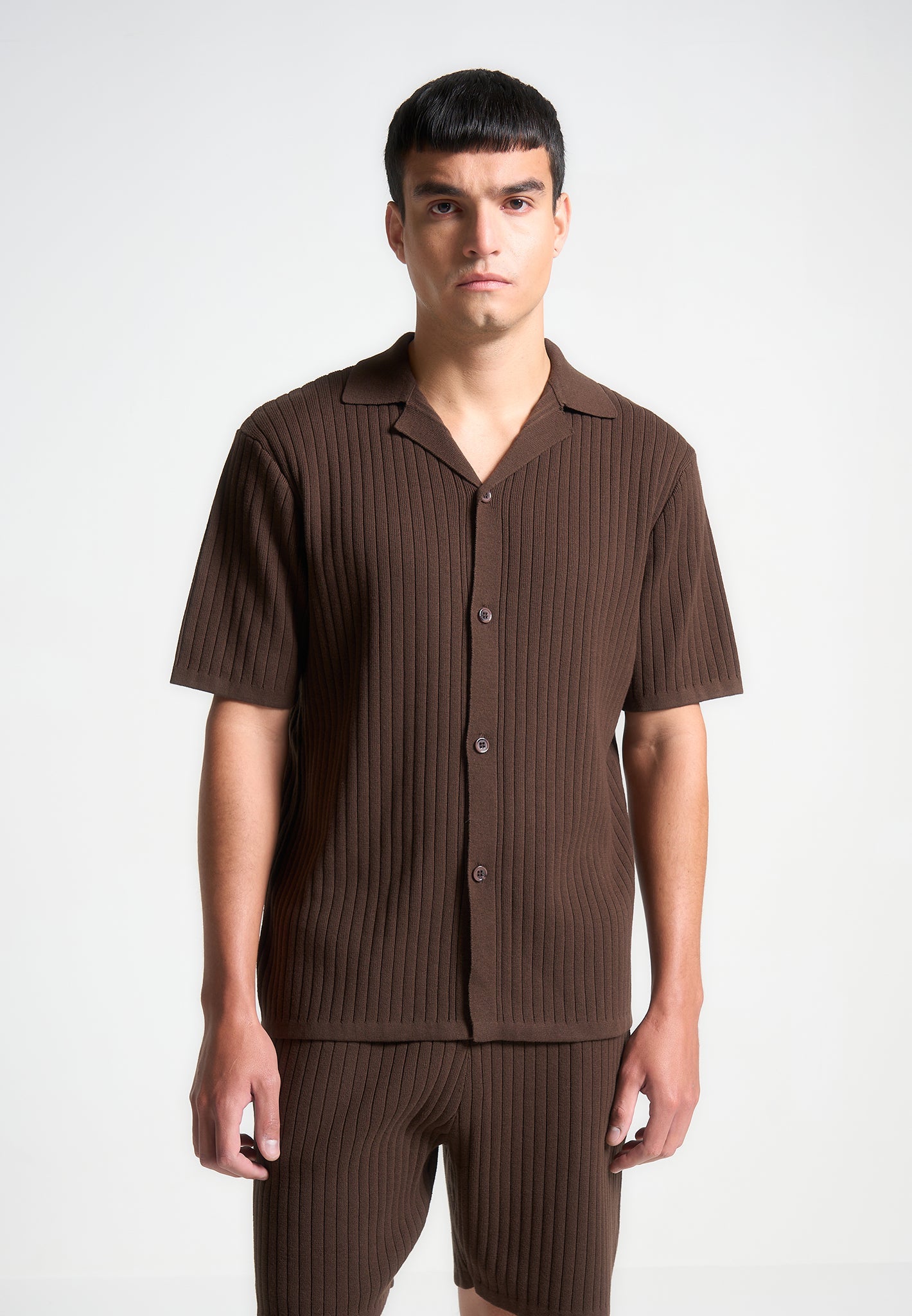 ribbed-knit-revere-shirt-brown