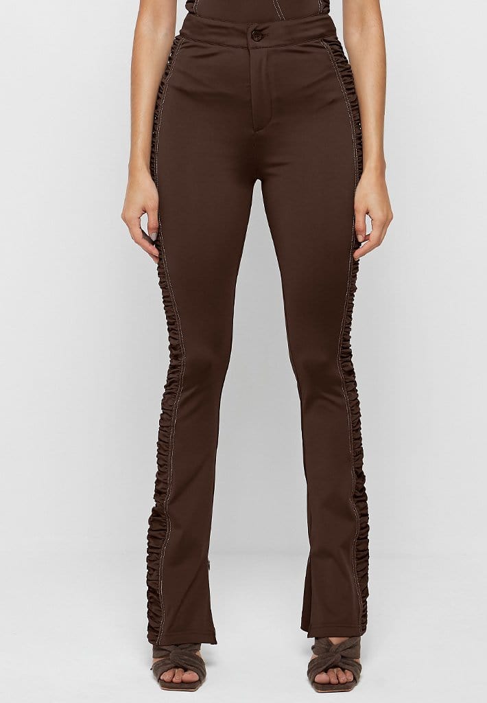 ruched-side-flared-leggings-chocolate-brown