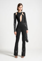 satin-and-bandage-flared-jumpsuit-black