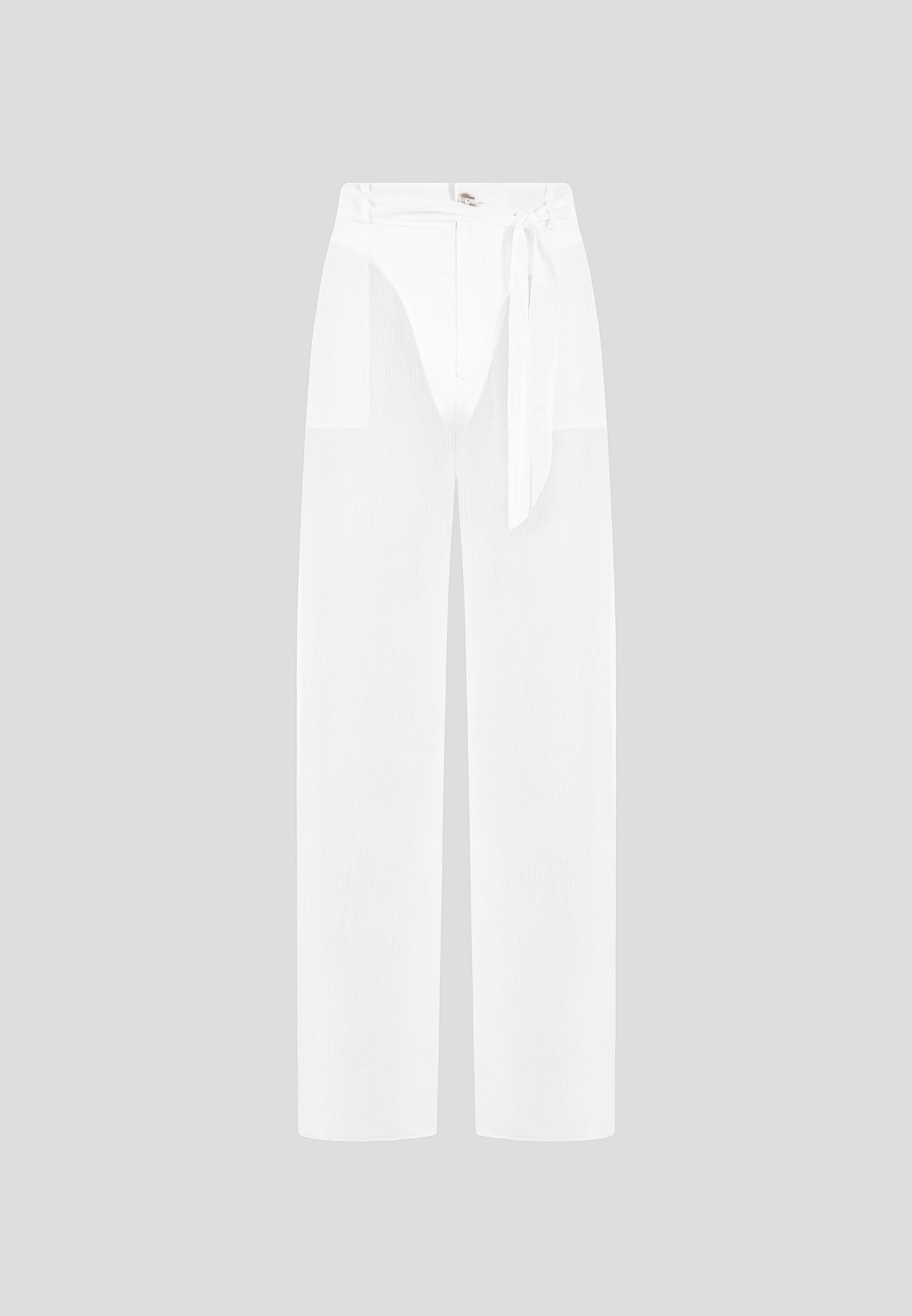 Sheer Belted Pants - White