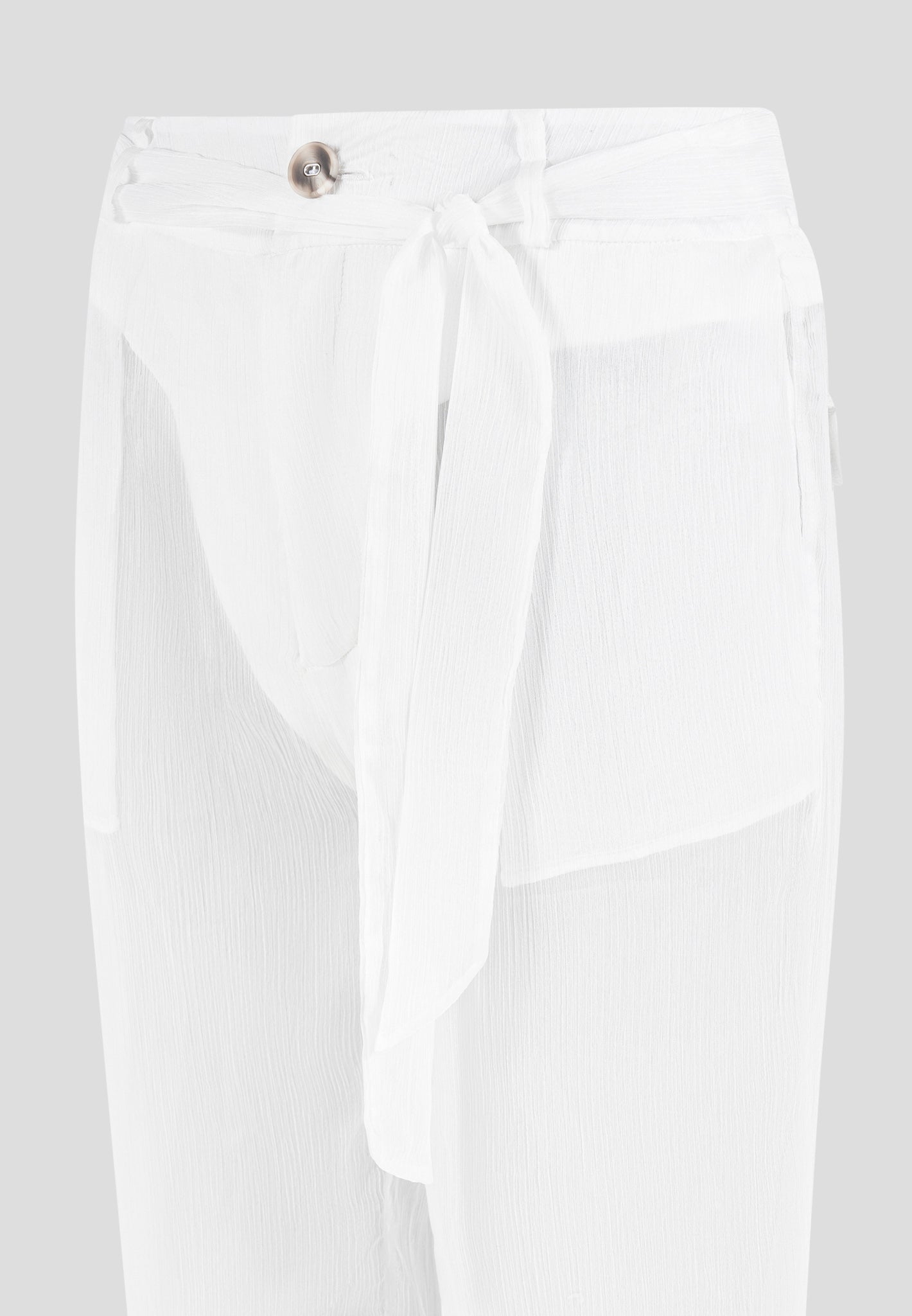 Sheer Belted Pants - White