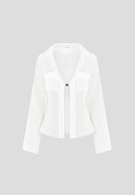 Sheer Shirt with Clasp - White