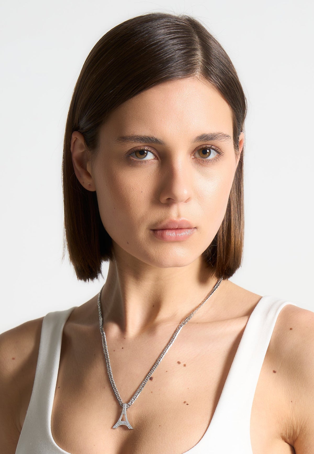 Sterling Silver Iced Eiffel Pendant Necklace - Silver