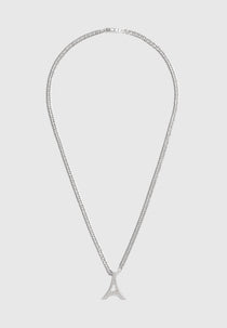 Sterling Silver Iced Eiffel Pendant Necklace - Silver