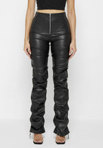 tacked-vegan-leather-flared-trousers-black