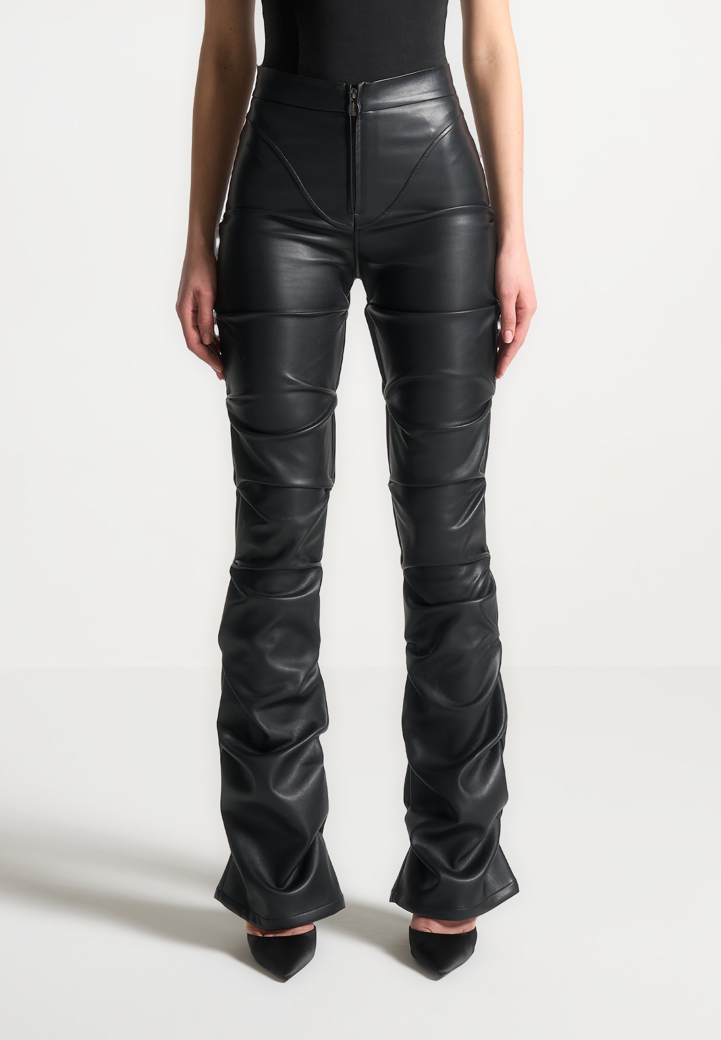 caroline-tacked-leather-fit-and-flare-trousers-black 